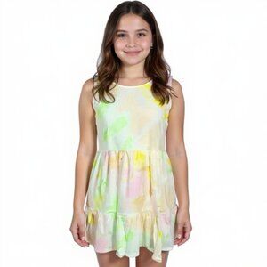 love,fire baby doll dress tiered sleeveless baby tie dye green pink Size XL